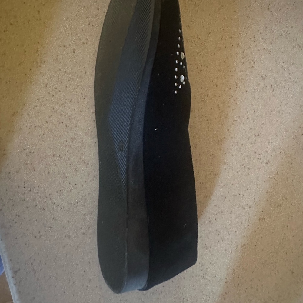 Black Slip-On Shoes with Rhinestone Detail